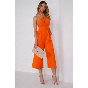 Missguided Orange Halter Jumpsuit